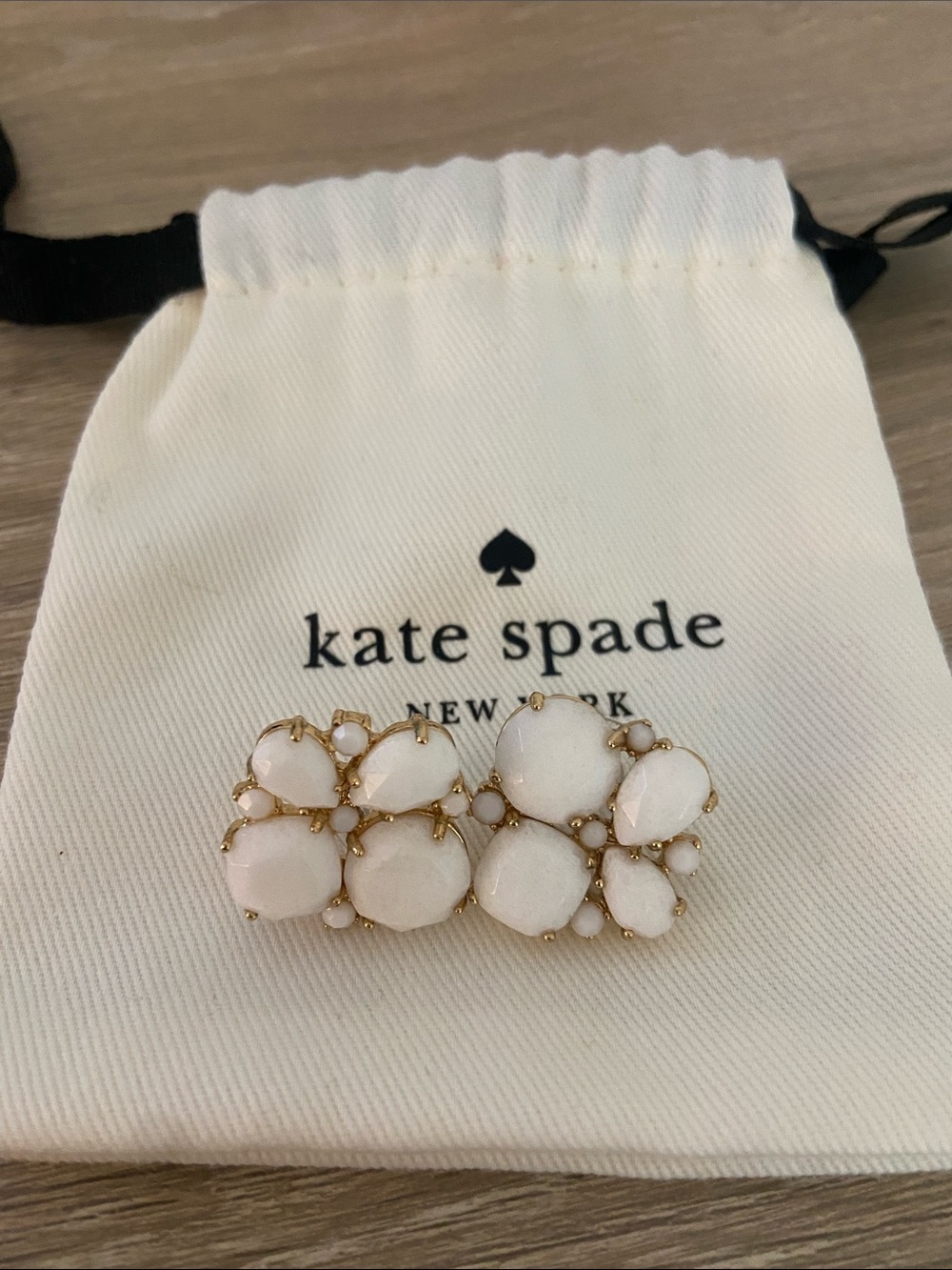 kate spade Gold-Tone White Cluster Stone Stud Earrings